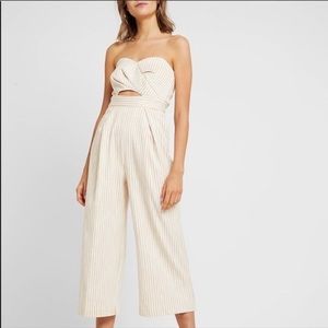 NWT Topshop mustard yellow striped bandeau jumpsuit Size US 8